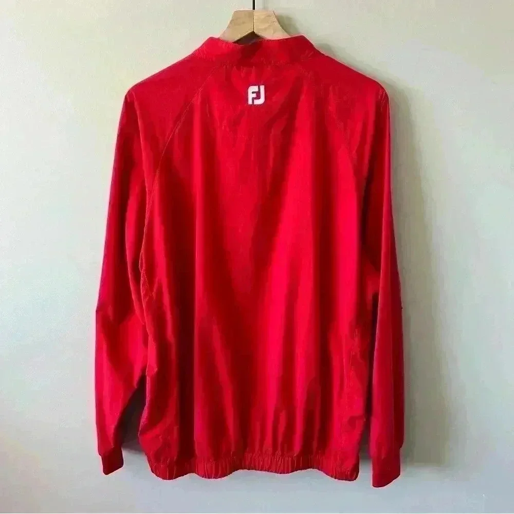 Footjoy Windbreaker Men’s large Button Golf Jacket Coat Lightweight Red …